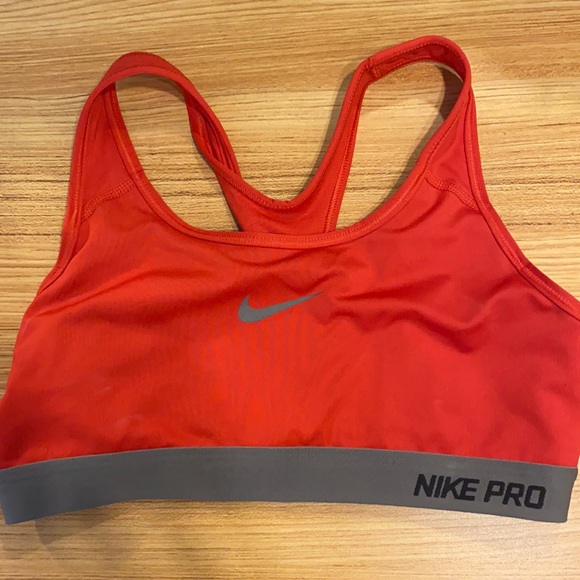 Nike Pro racer back sports bra red and gray - Picture 1 of 4